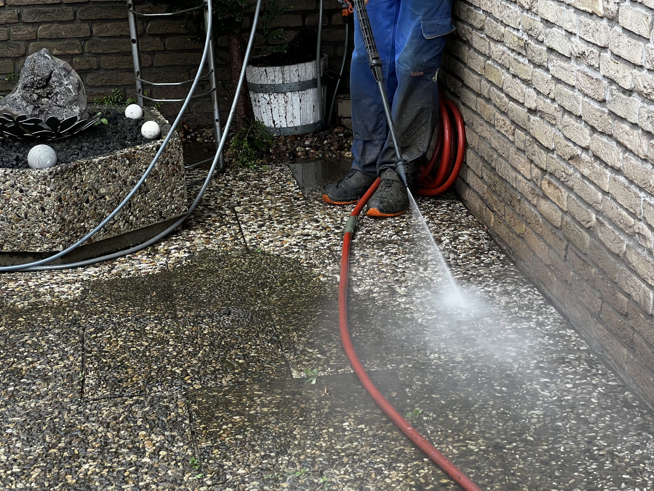 Hof Mit Hochdruckreiniger Säubern